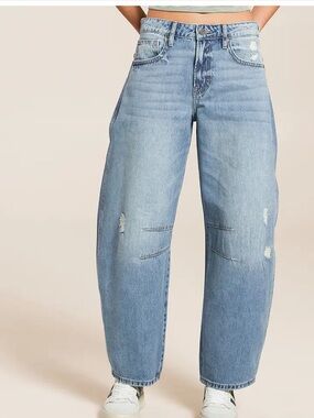 Hidden Distressed Sammie Barrel Jeans Light Blue